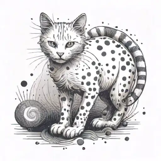 White Cat With Grey Spots Walking