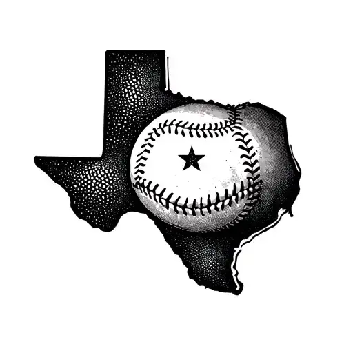 A Dotwork Design Of A Baseball Diamond With The State Of Texas As The Outfield