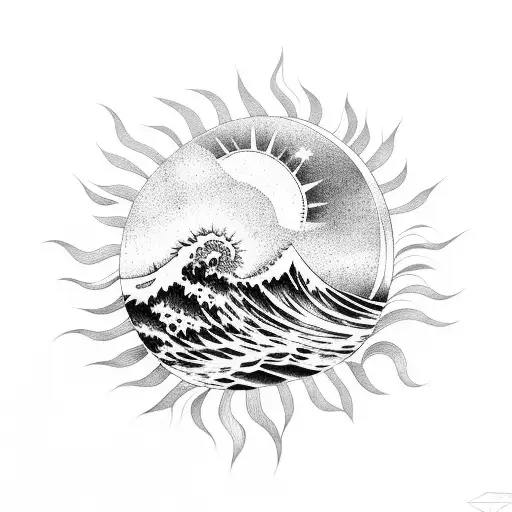 Wave With Sun Behind It