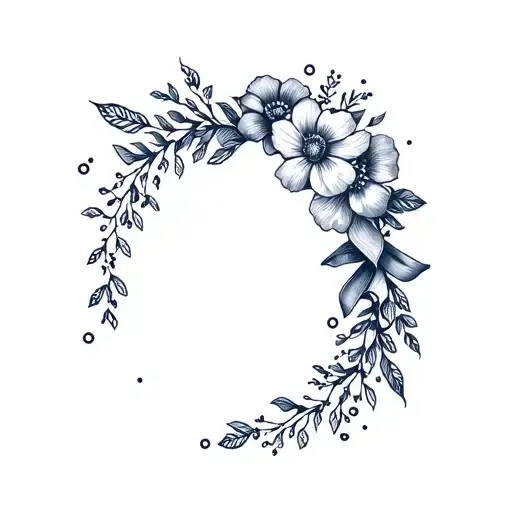 Garland With Flowers And Ribbons Floating