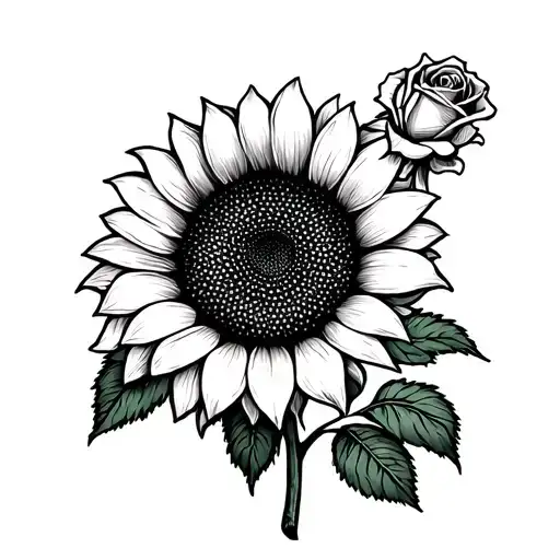Sunflower And Rose