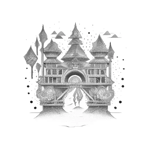 Book With Burning Bridge On One Page