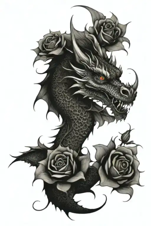 Dragon With Roses