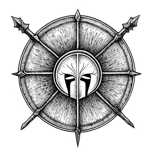 Design A Minimalist Spartan Shield Symbolizing Protection And Resilience