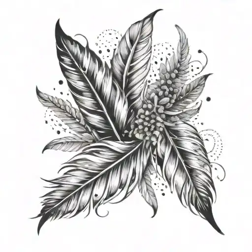 Feather And Liana Around It