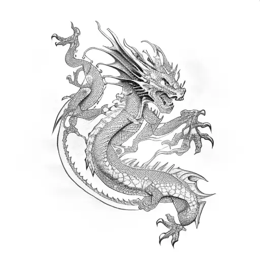 Dragon With Sakura