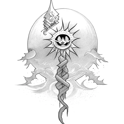 Sun With Witches Broomstick