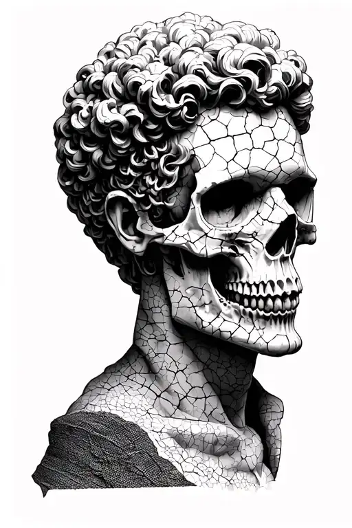 David Statue Crack Head Glitching Skull Showing