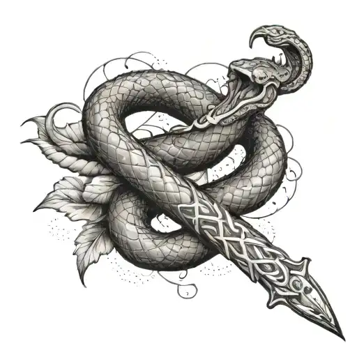 A Snake Wrapped Around A Dagger