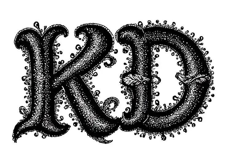 Initials Kd Written Vertically Interrwined Black