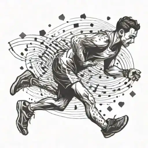 A Marathon Runner With Musical Notes As The Finish Line