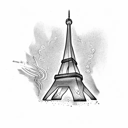 Mini Eiffel Tower With Rj In Cursive