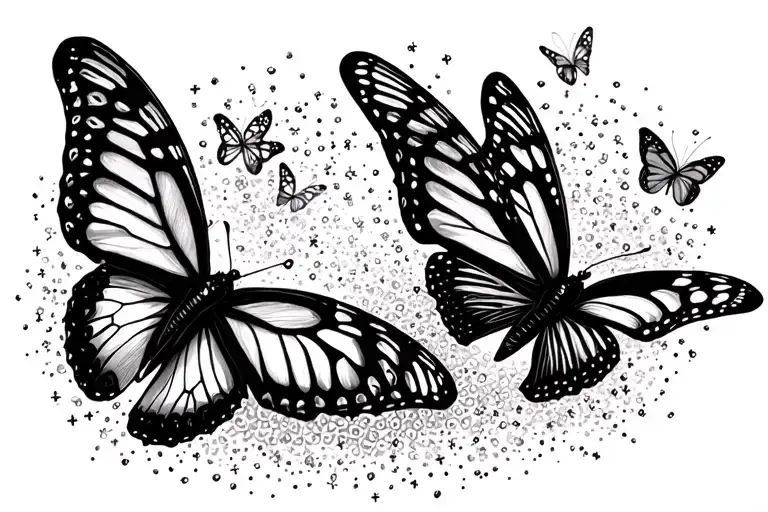 Butterflies Urrounded By Sparkles Scattered Throughout