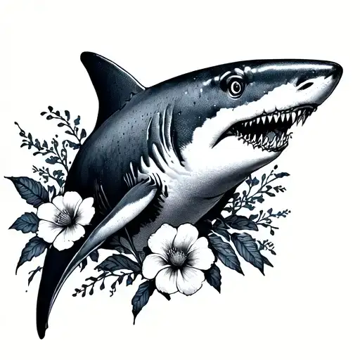 Shark And Flowers