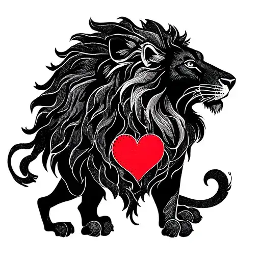 Lion And Heart Symbolizing Love