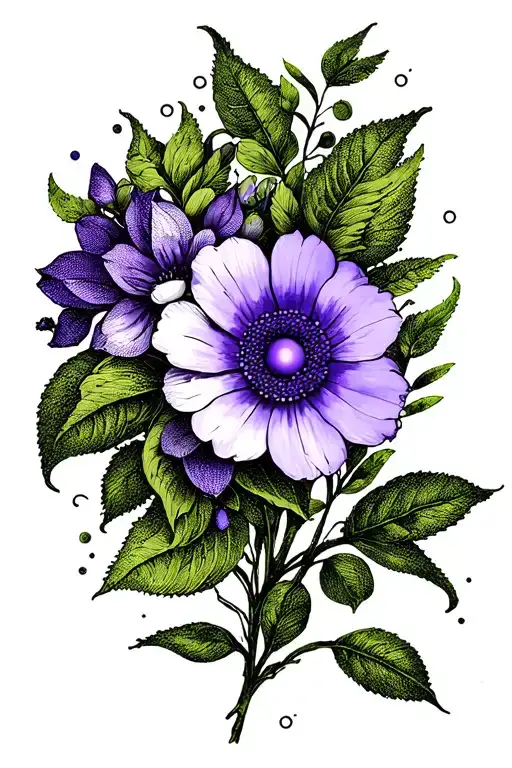 Violet Flower With Leo Zodiac Sign