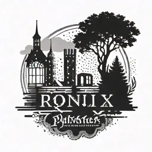 Raising Phenoix Surrounded With Nordic Ruins Language Design And Text Simple