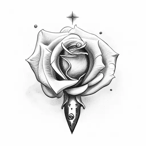 Rose Pierced With A Knife And In The Middle An Eye