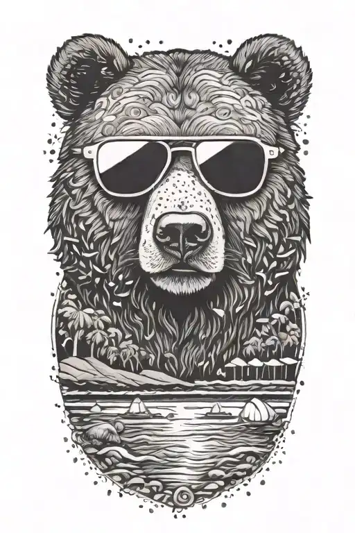 Papa Bear Chilling At The Beach With Sunglasses