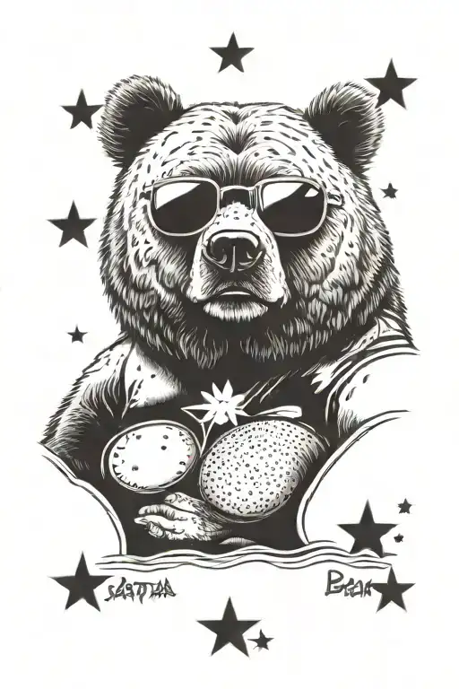 Papa Bear Chilling At The Beach With Sunglasses