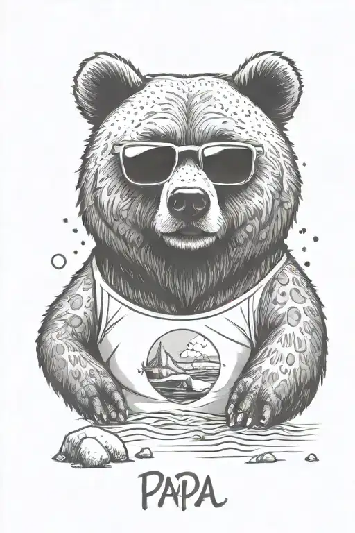 Papa Bear Chilling At The Beach With Sunglasses