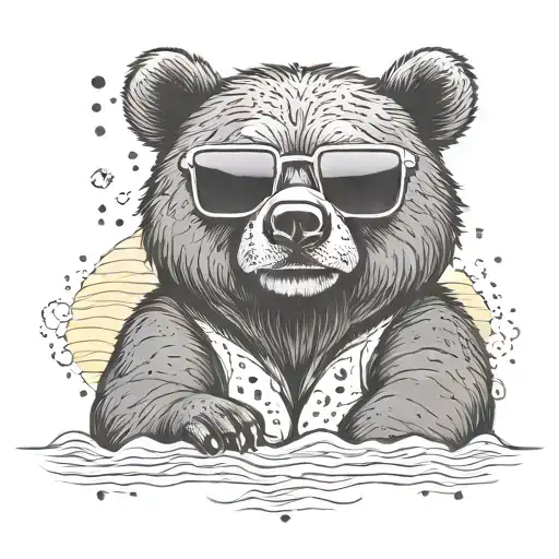 Papa Bear Chilling At The Beach With Sunglasses