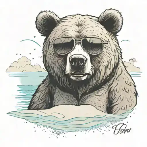 Papa Bear Chilling At The Beach With Sunglasses