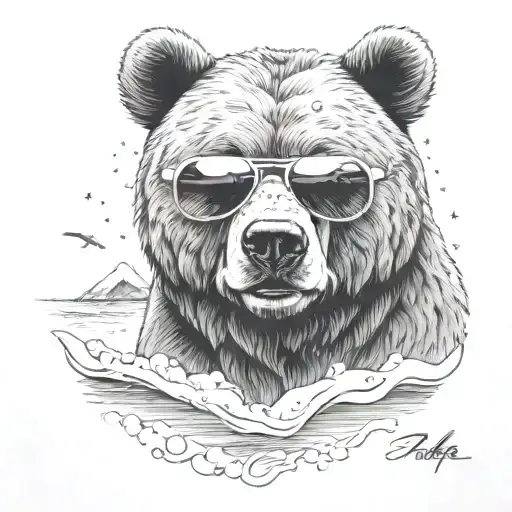 Papa Bear Chilling At The Beach With Sunglasses