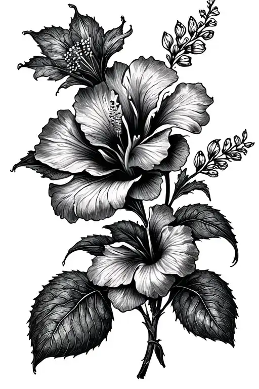 Fleur D'hibiscus Et Mandala Design Incorporating Elements Of Nature