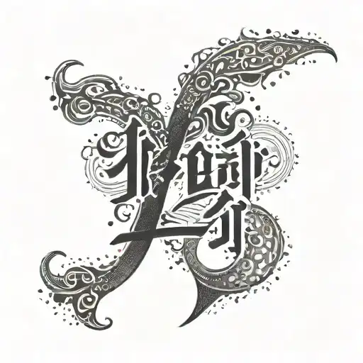 Korean Letters Tattoo Design With Text