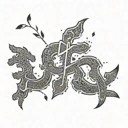 Korean Letters Tattoo Design Wi Outline