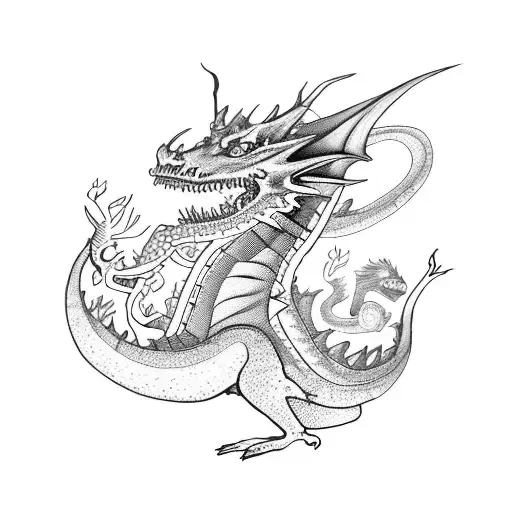 A Cyclist Racing Through A Forest Filled With Dragons