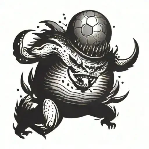 Illustrate A Football Player Battling A Video Game Boss Monster On A Sandy Beach Setting