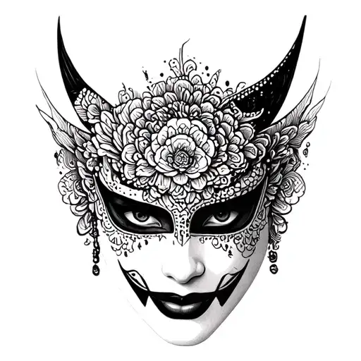 Woman Face With Hannya Mask