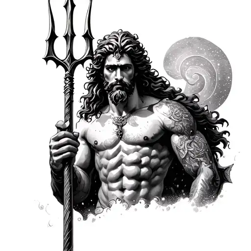 Poseidon Holding A Trident