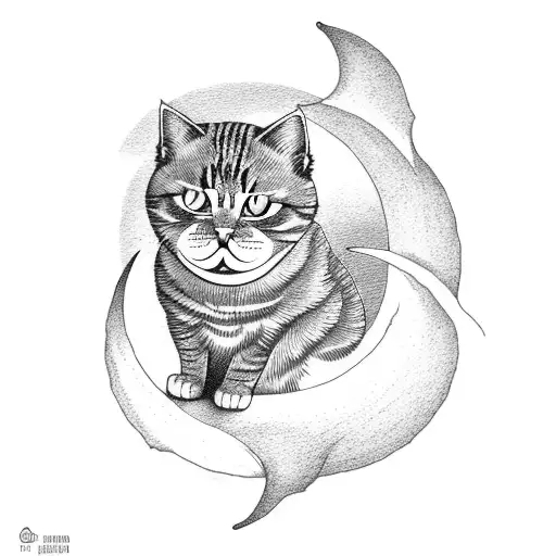 Cat Sitting On A Crescent Moon