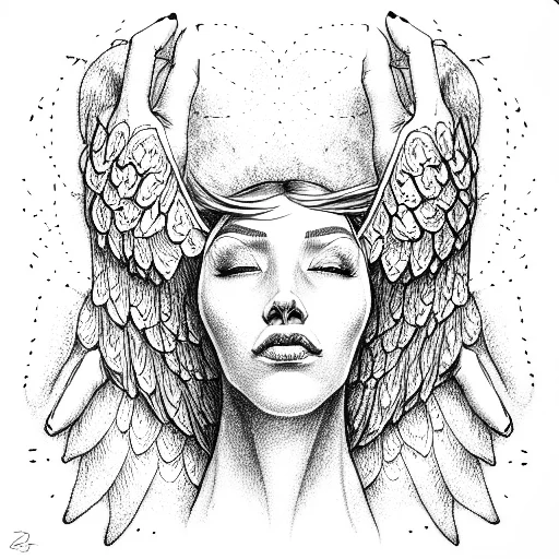 Angel Looking Up Hands Closed