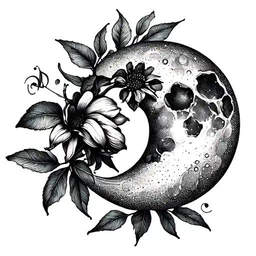 Moon And Pomegranate Flower