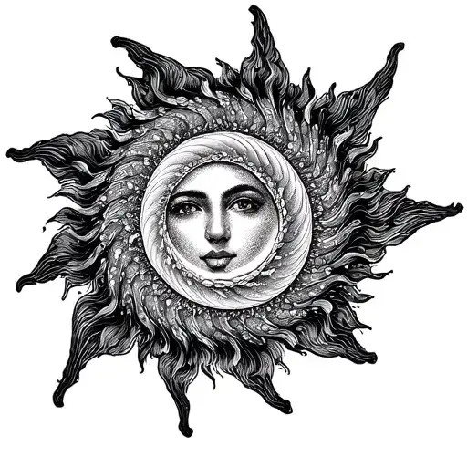 Large Swirling Sun With Center Dot