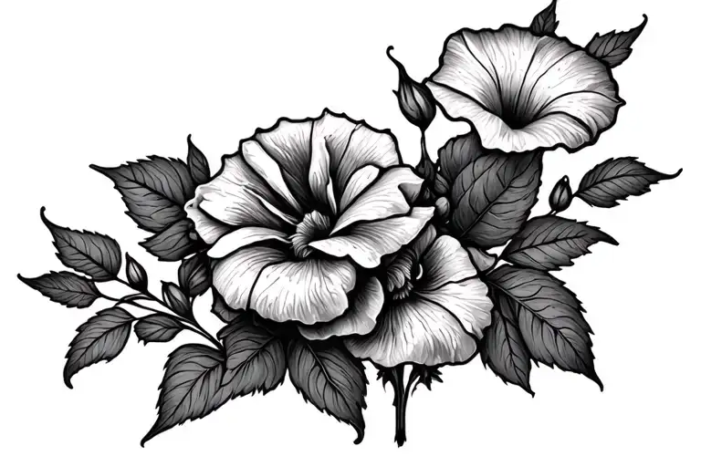 Prim Roses And Morning Glory Flower