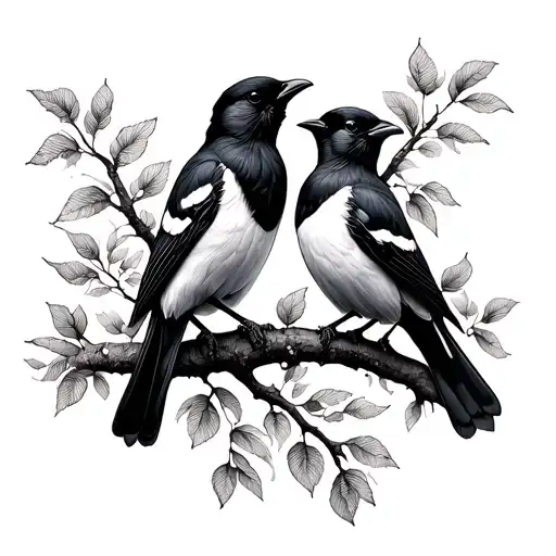 2 Magpies On A Branch