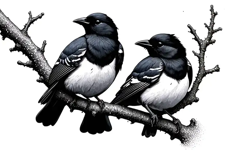 2 Magpies On A Branch
