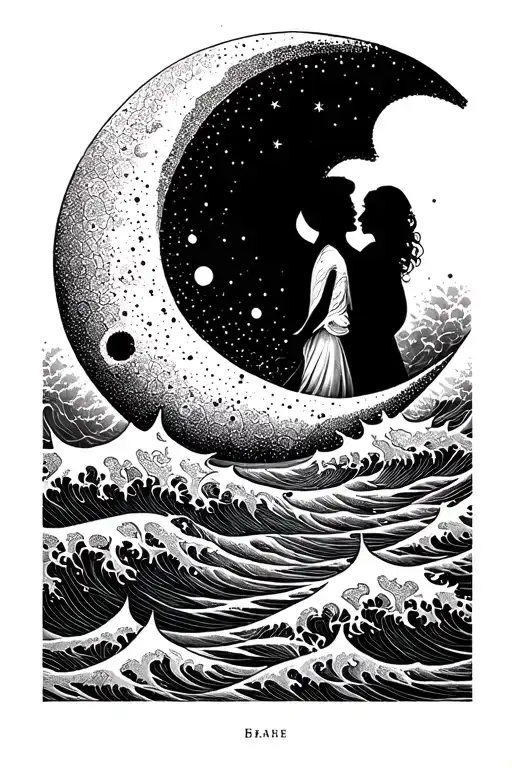 Moon And Waves Couple
