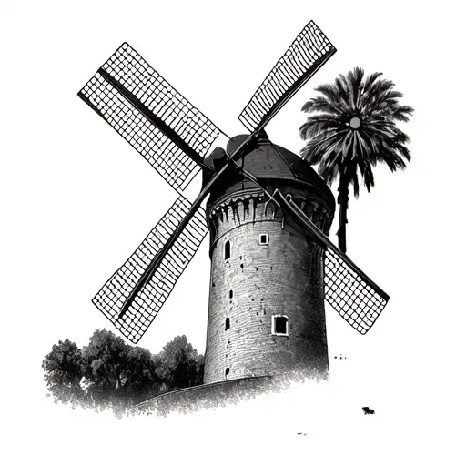 Barcelona Panots And Windmill Tower