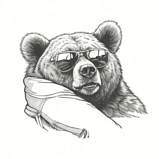 Daddy Bear Whole Body Chilling At The Beach With Sunglasses