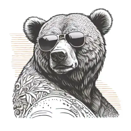 Daddy Bear Whole Body Chilling At The Beach With Sunglasses