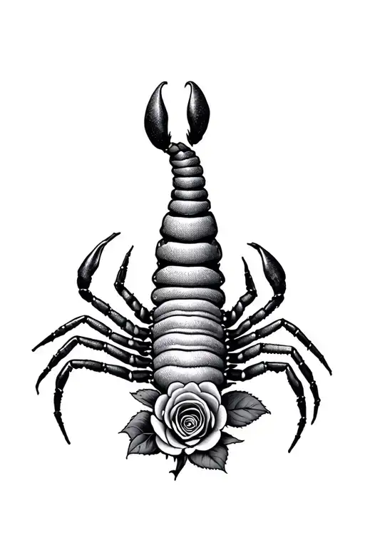 Scorpion Holding One Rose Blooming