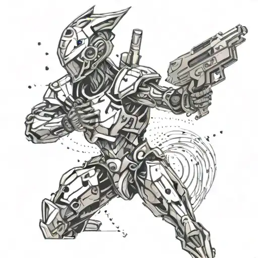 A Futuristic Warrior With Cybernetic Enhancements Inspired By Video Game Characters