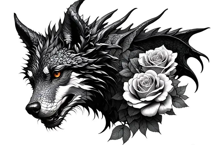 Dragon Wolf Blended By Roses