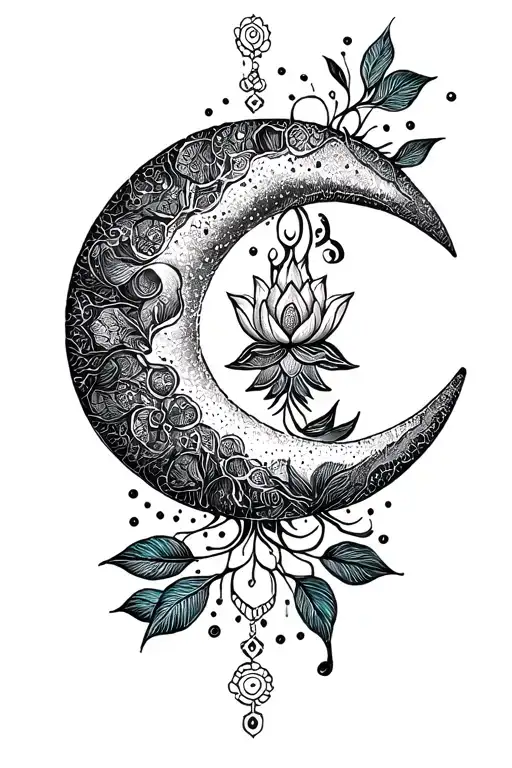 Unalome Symbol With Lotus Moon